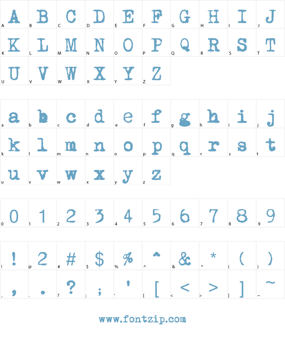 Mom's Typewriter Font Character