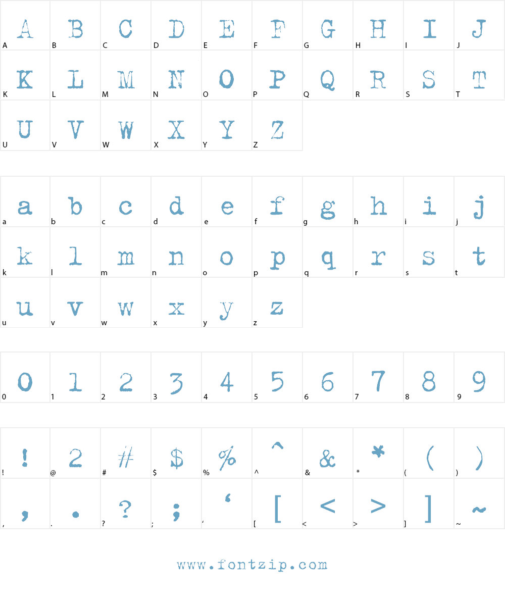 Typical Writer Font Character