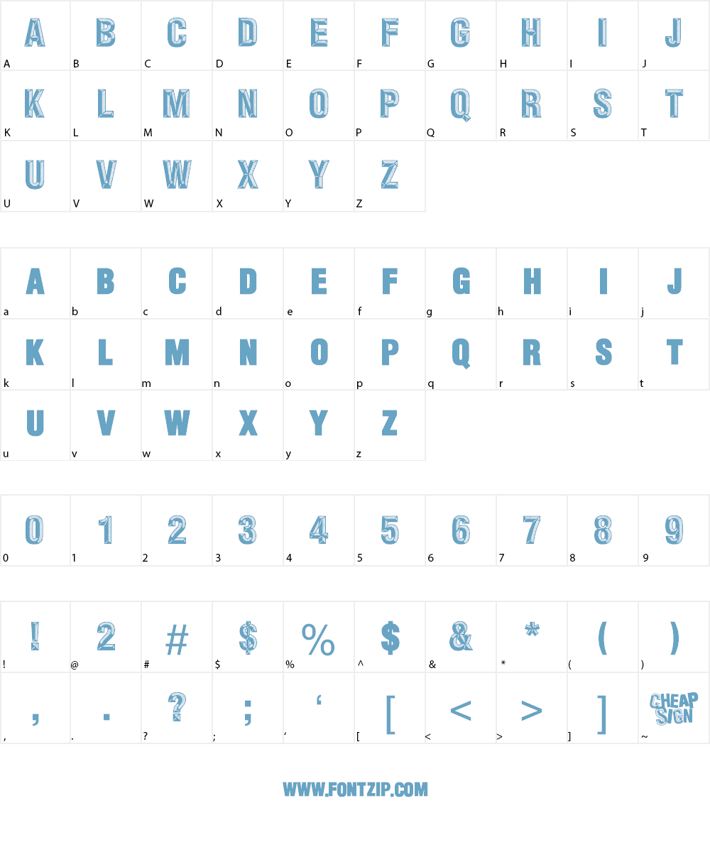 Cheap Sign Font Character