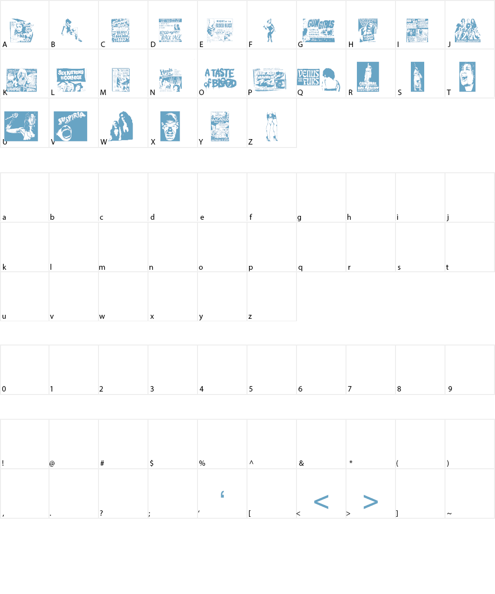 B Movie Dings Font Character
