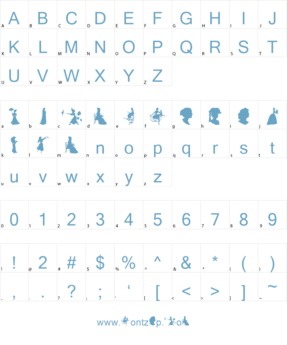 CK Victorian Silhouettes Font Character