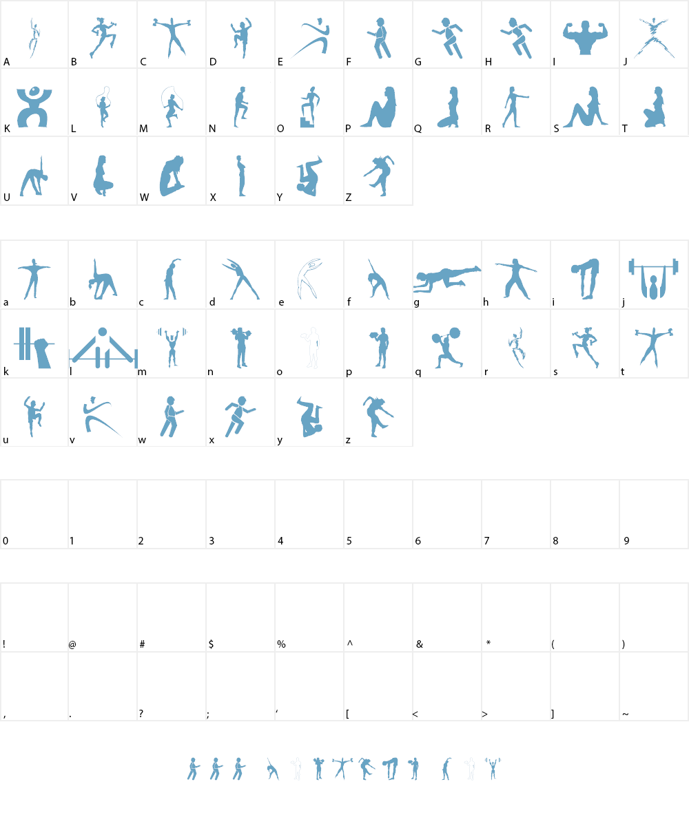 Fitness Silhouettes Font Character