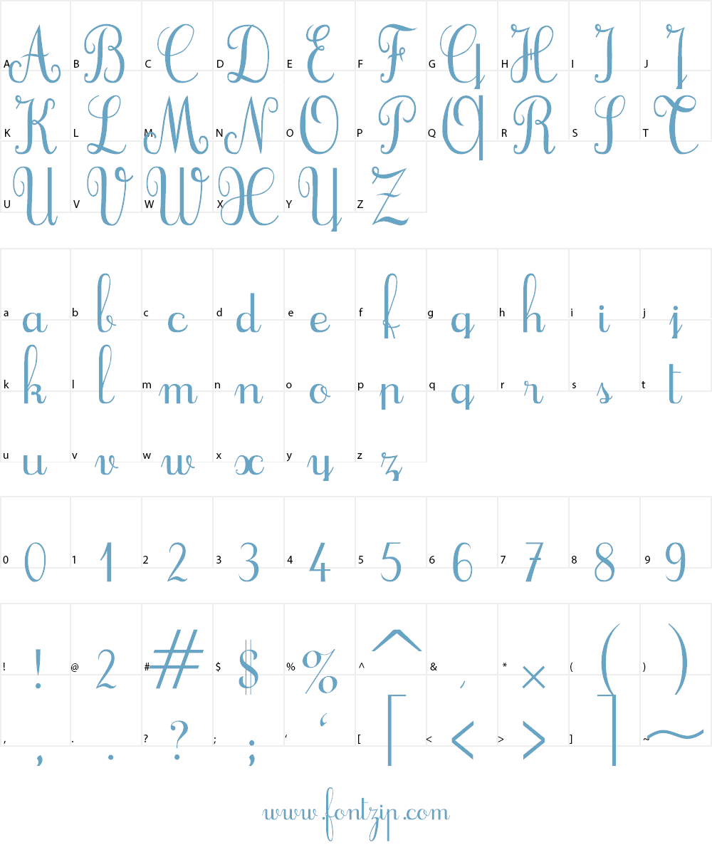 Cursif Font Character