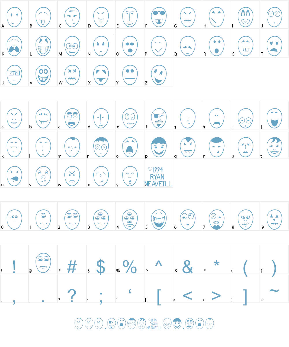 Funny Face Font Character