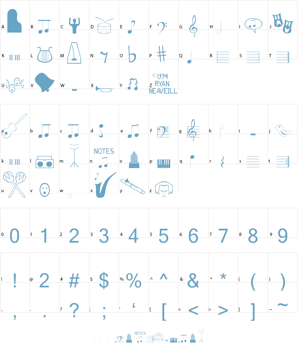 Music Fun Font Character