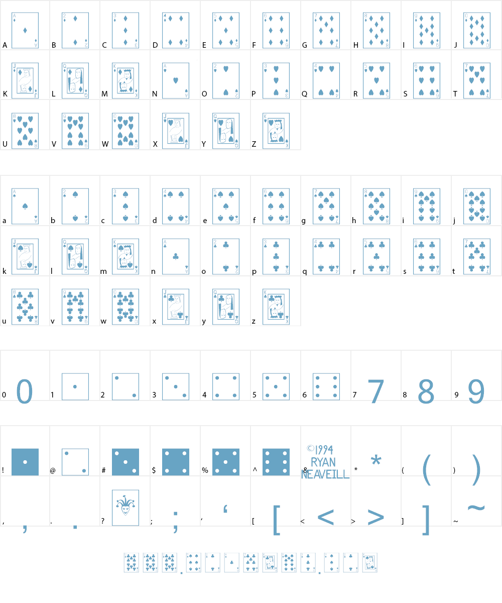 Playing Cards Font Character