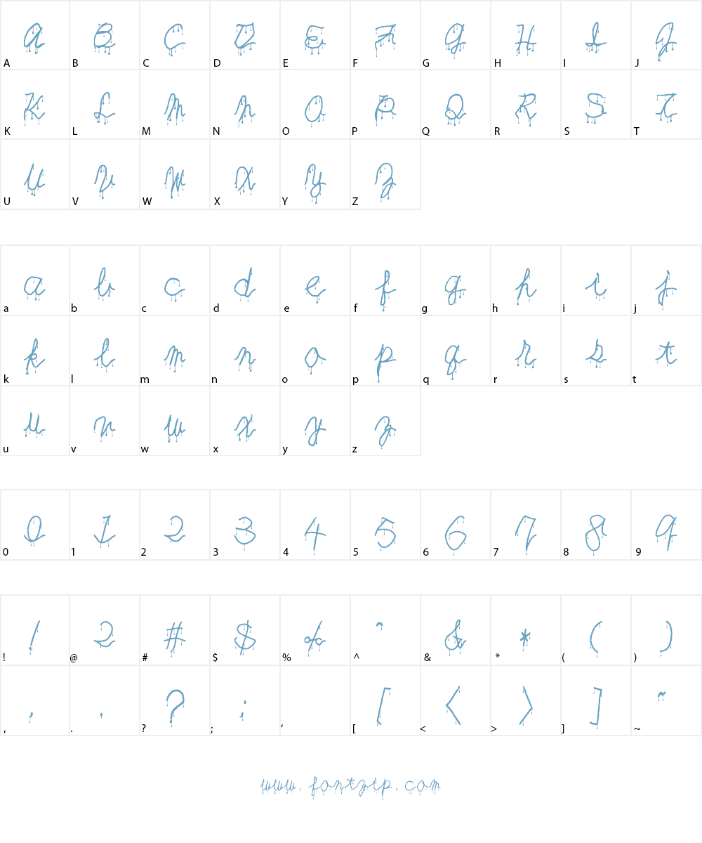AlmostDeadBloody Font Character