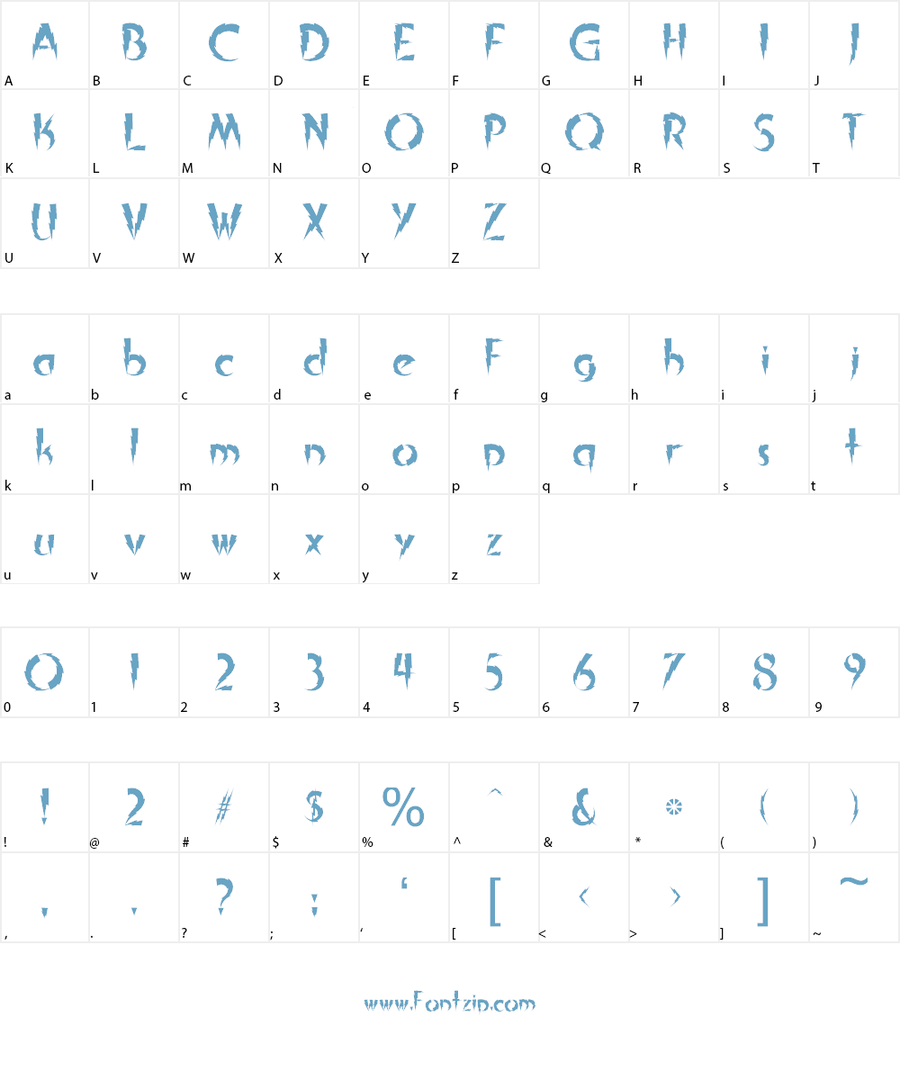 In A Flash Font Character