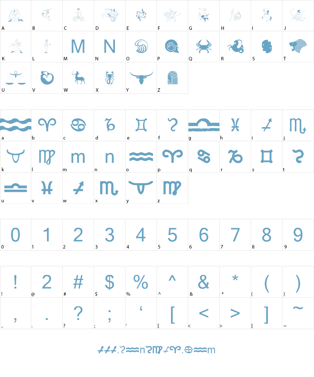 Velezodiac Font Character