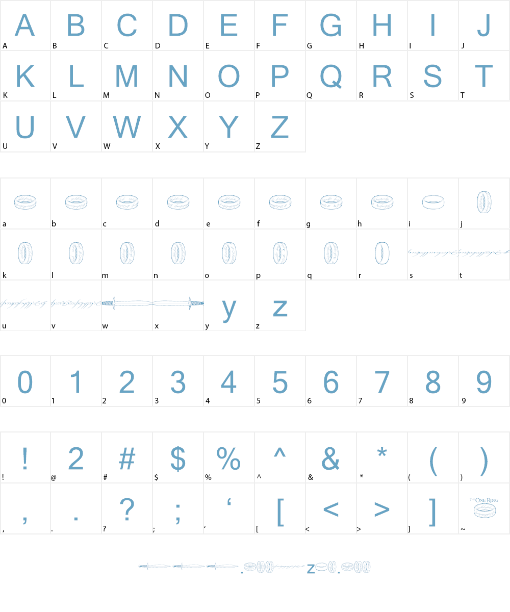 The One Ring Font Character