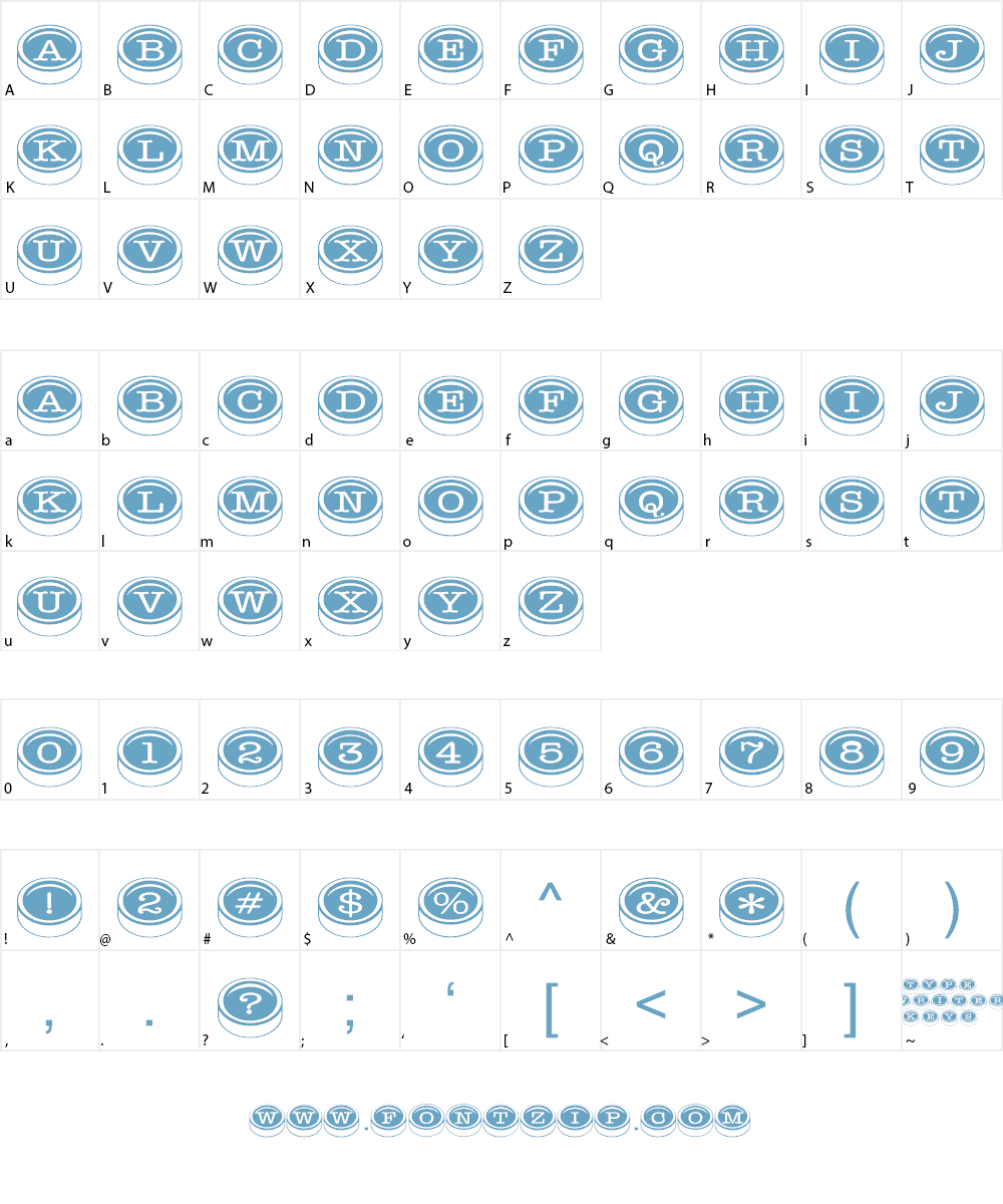 Typewriter Keys Font Character