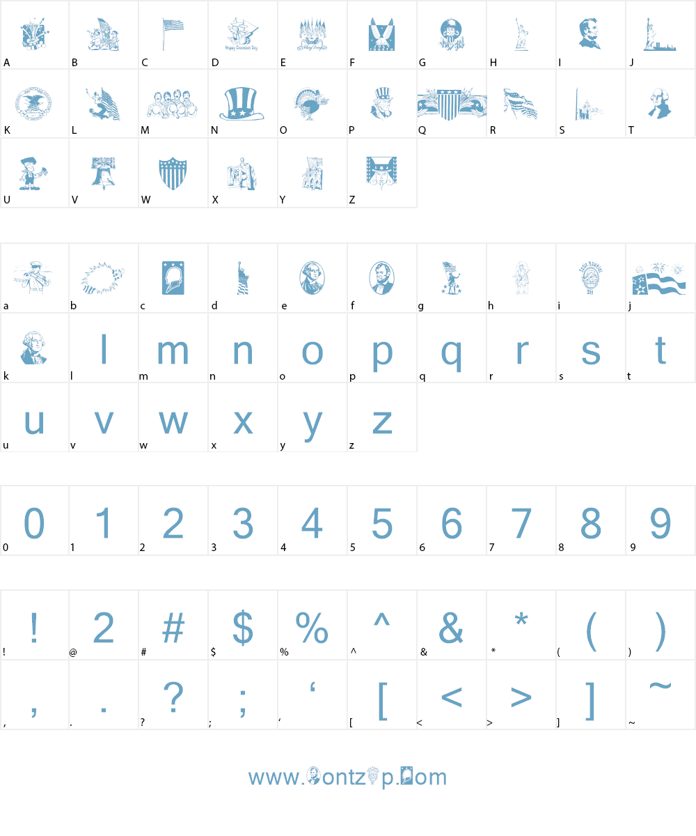 Americanic Font Character