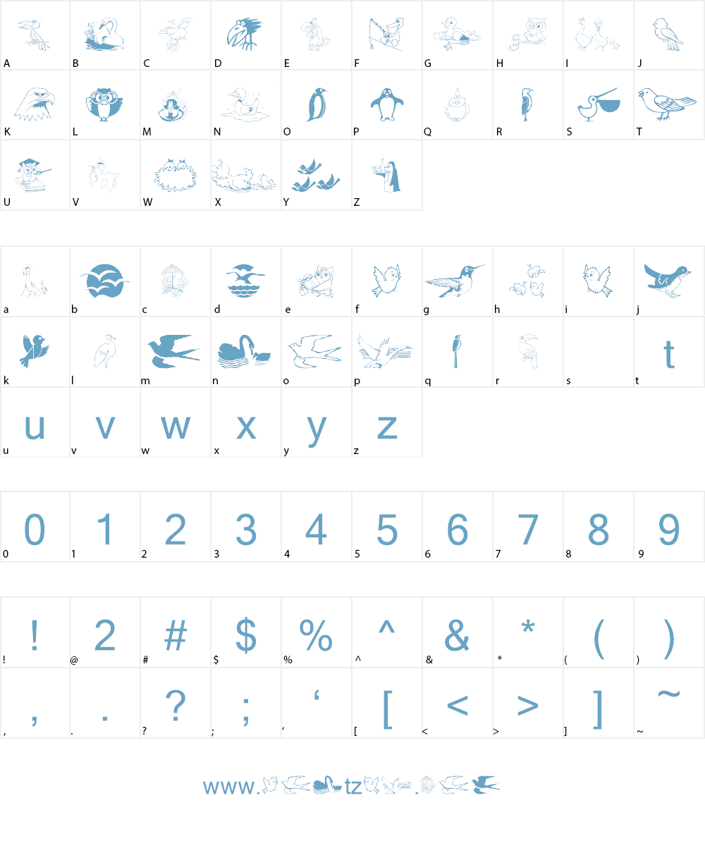 BirdArt Font Character