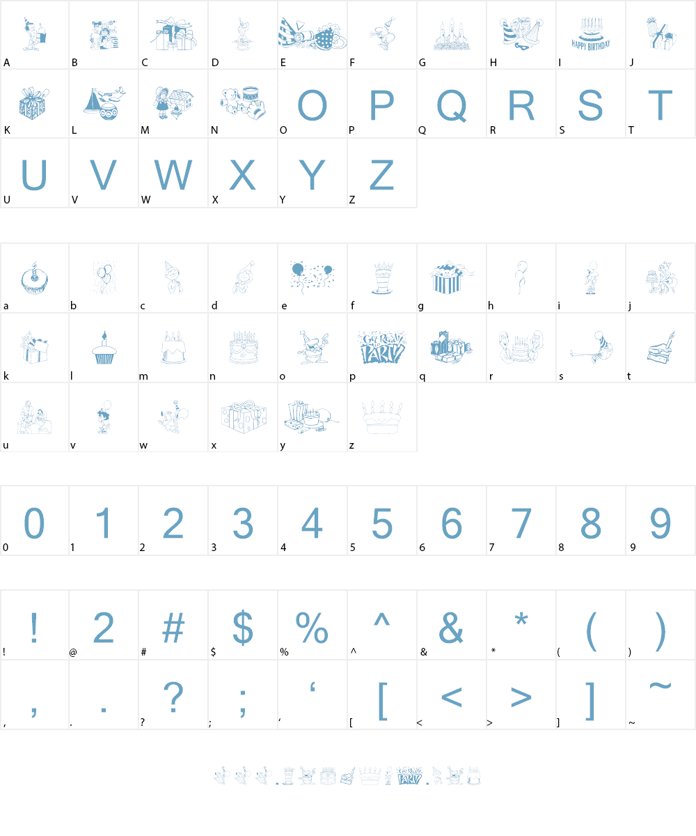 Birthdaze Font Character
