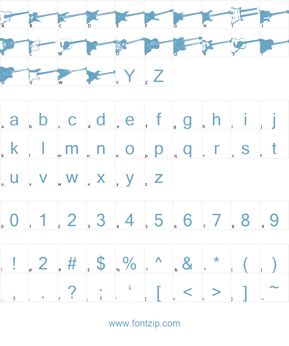 Screaming Guitar Font Character