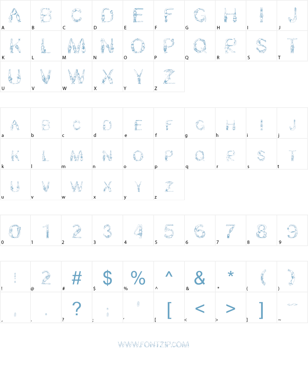 Bunny Rabbits Font Character
