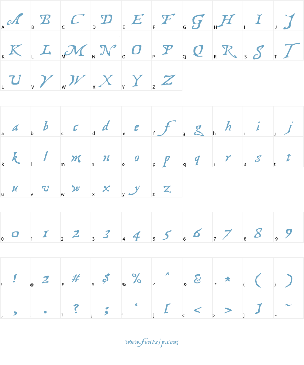 Treasure Map Deadhand Font Character