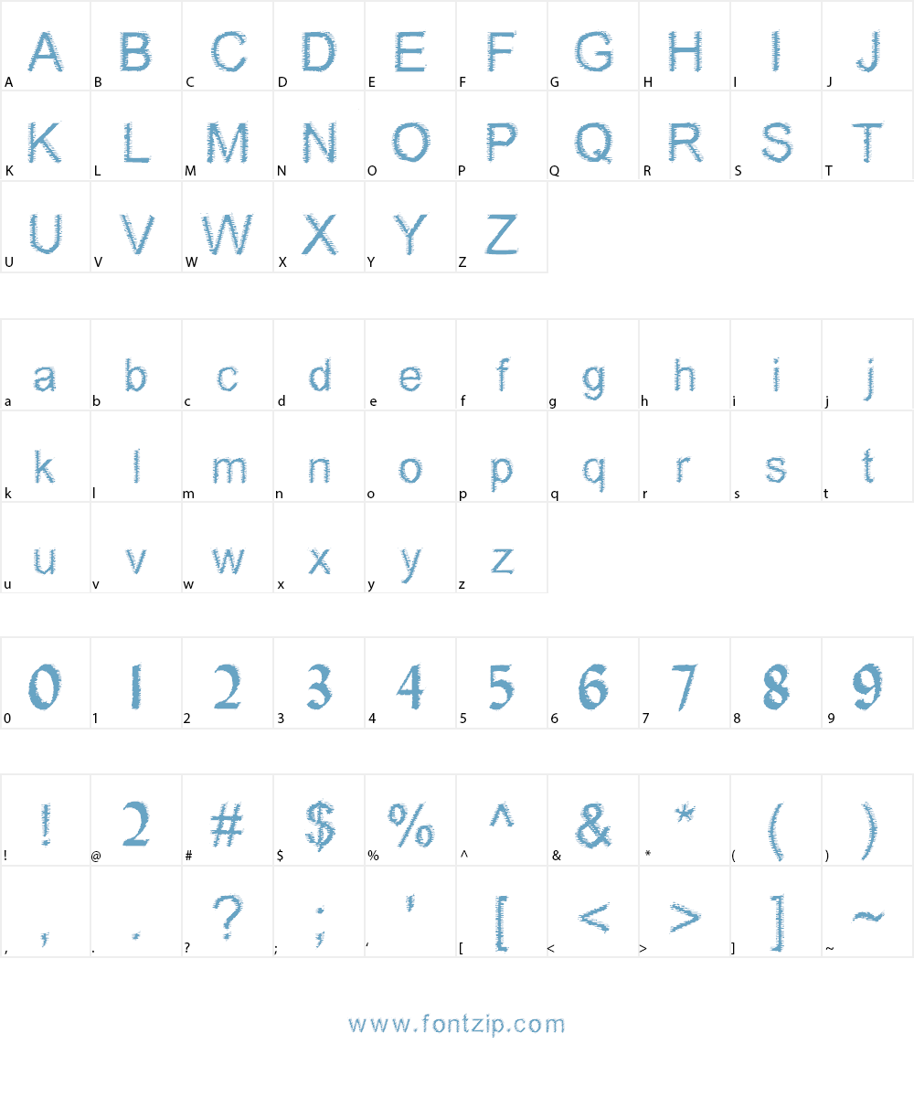 Woodbrush Font Character