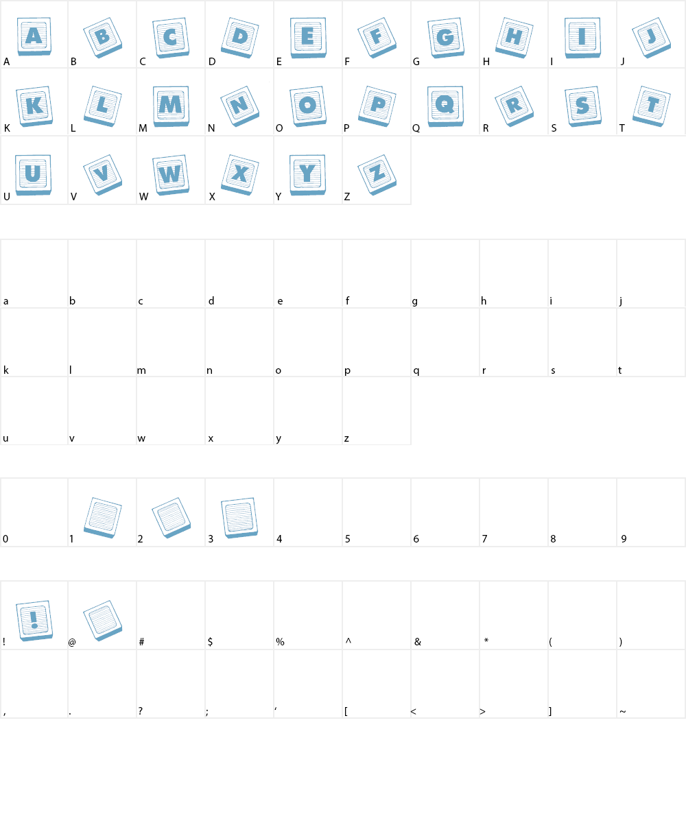 Blu's Blocks Font Character