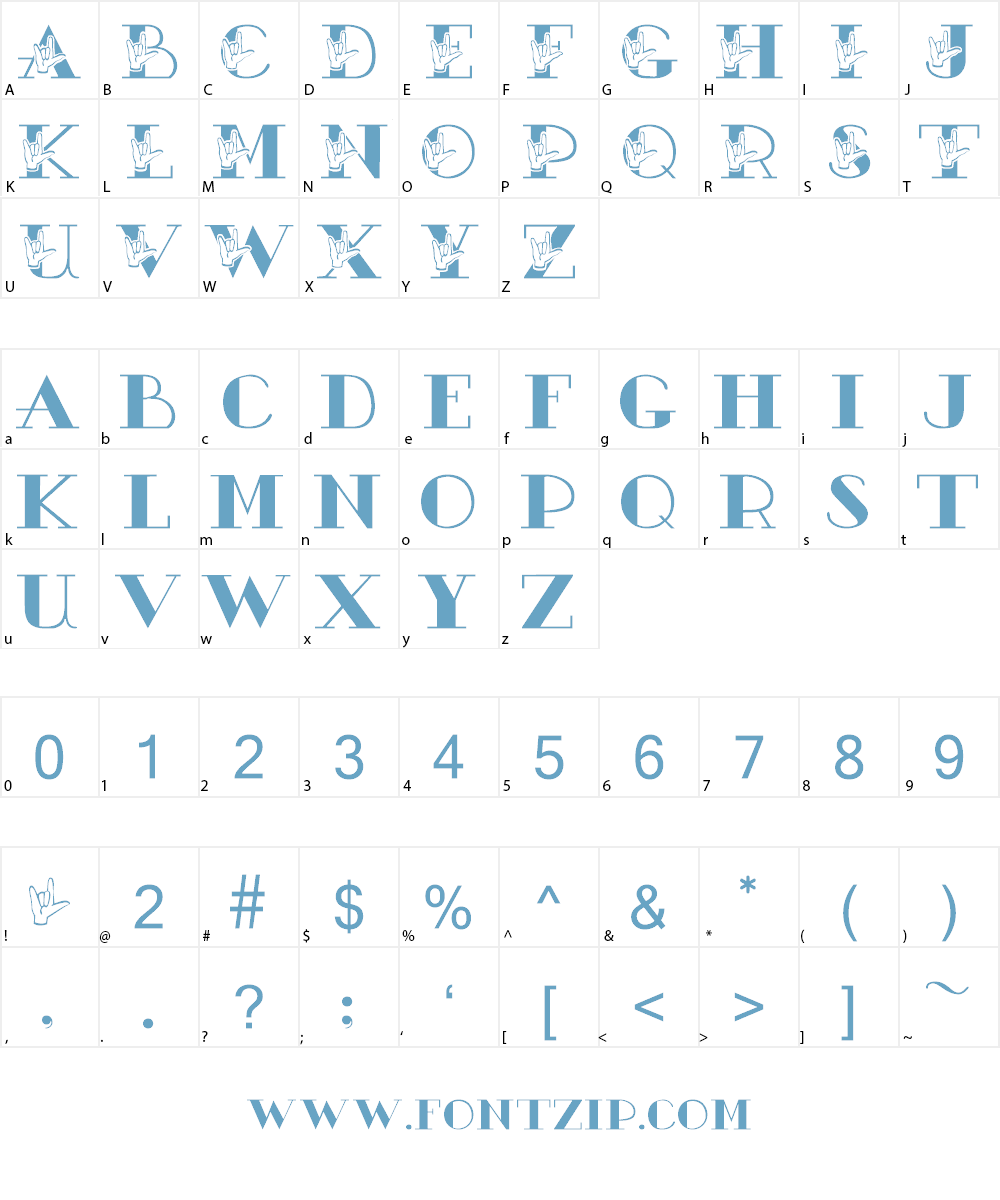 JLR ASL ILY Font Character
