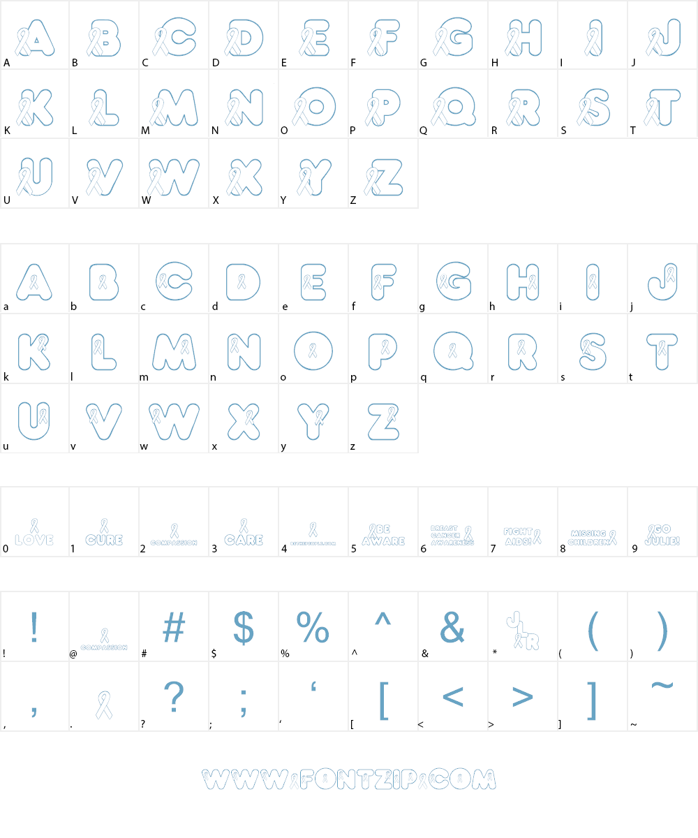 JLR Awareness Ribbons Font Character