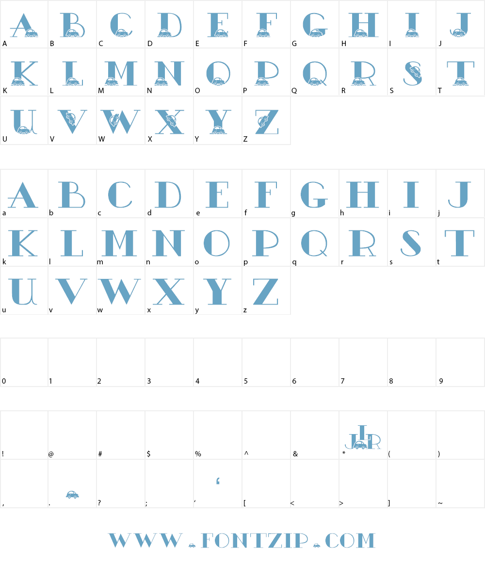 JLR Bubble Car Font Character