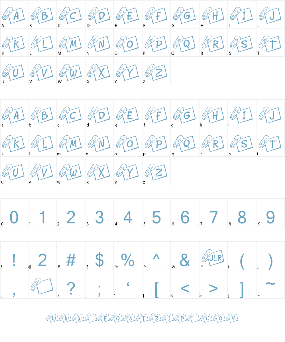JLR Diaper Pin Font Character