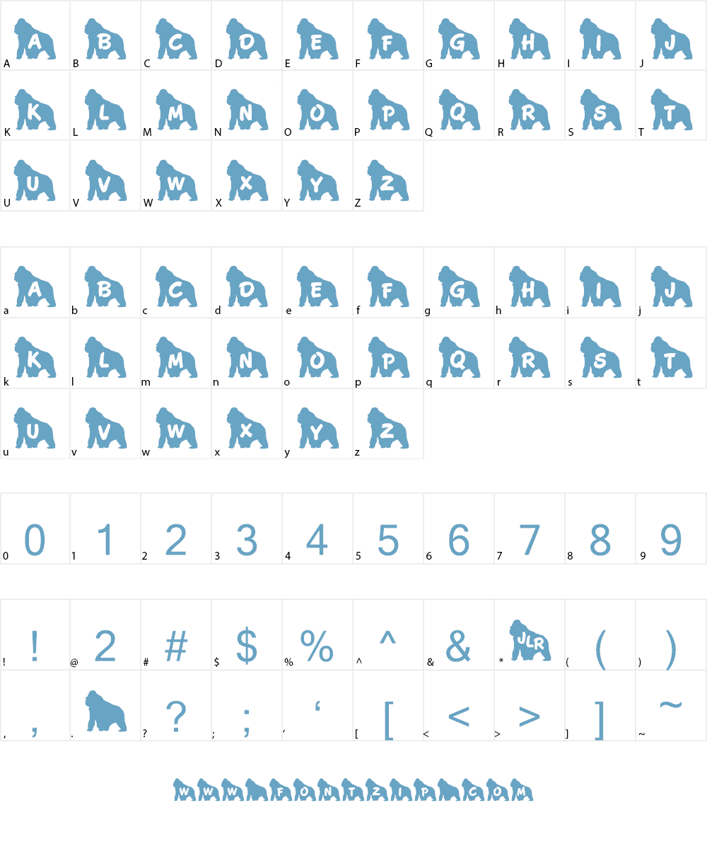 JLR Koko Gorilla Good Font Character