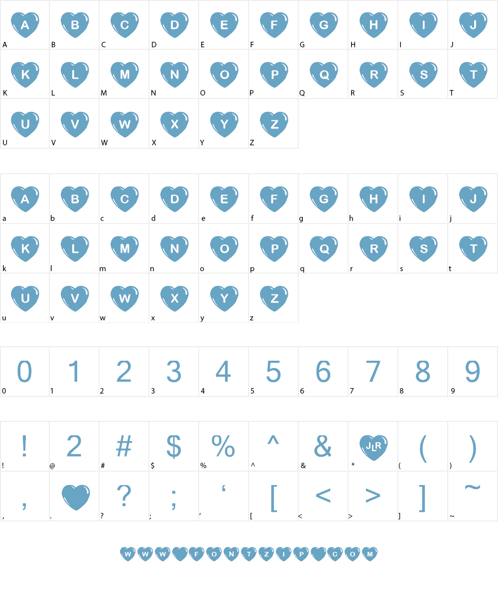 JLR Simple Hearts Font Character