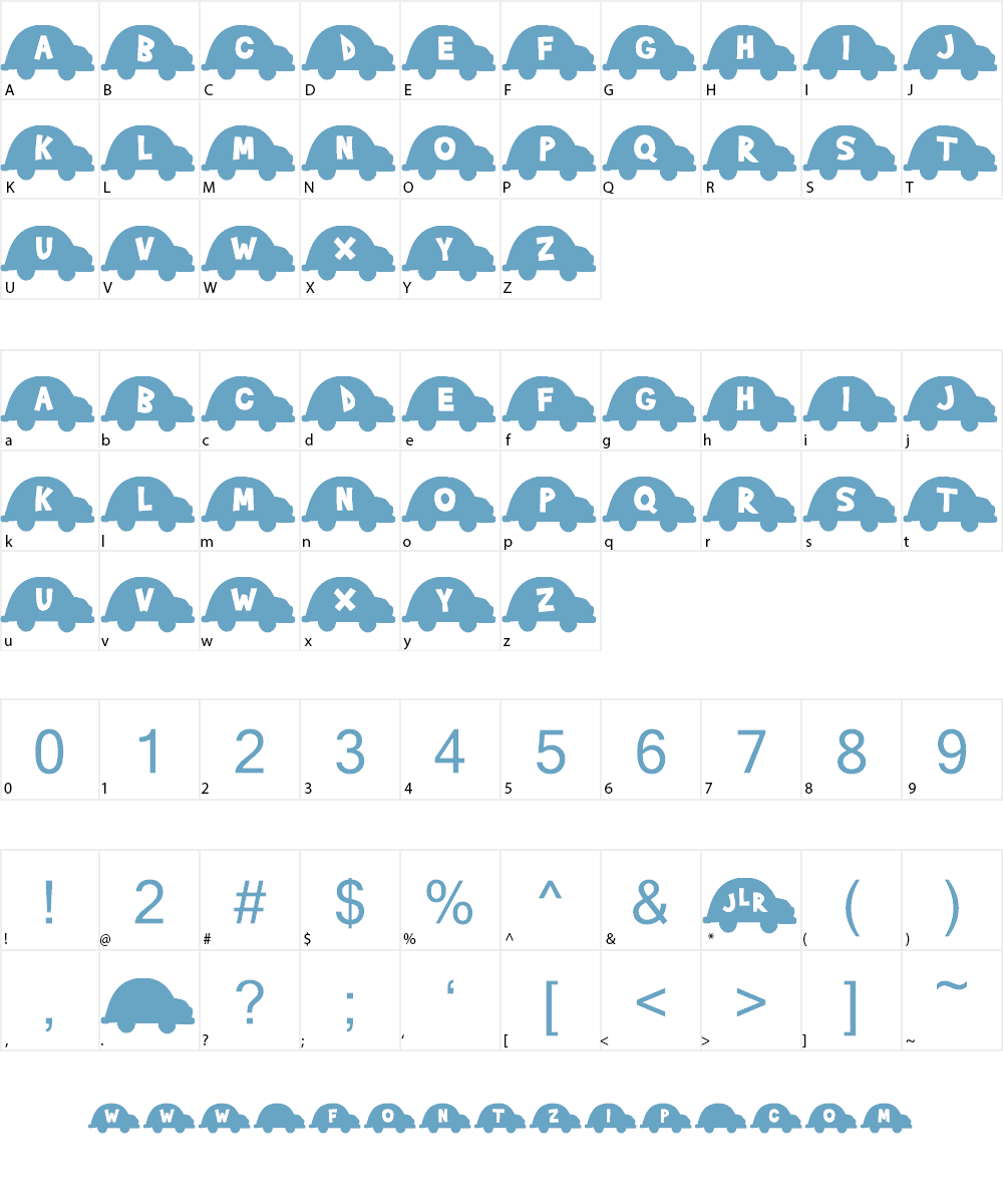 JLR Slug Bug Font Character
