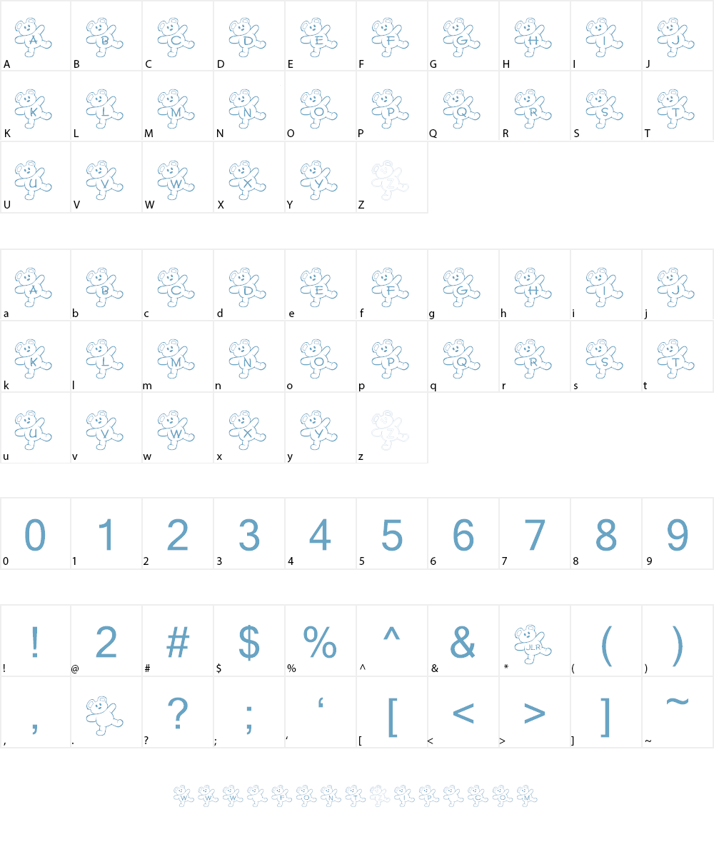 JLR Teddy Bear Font Character