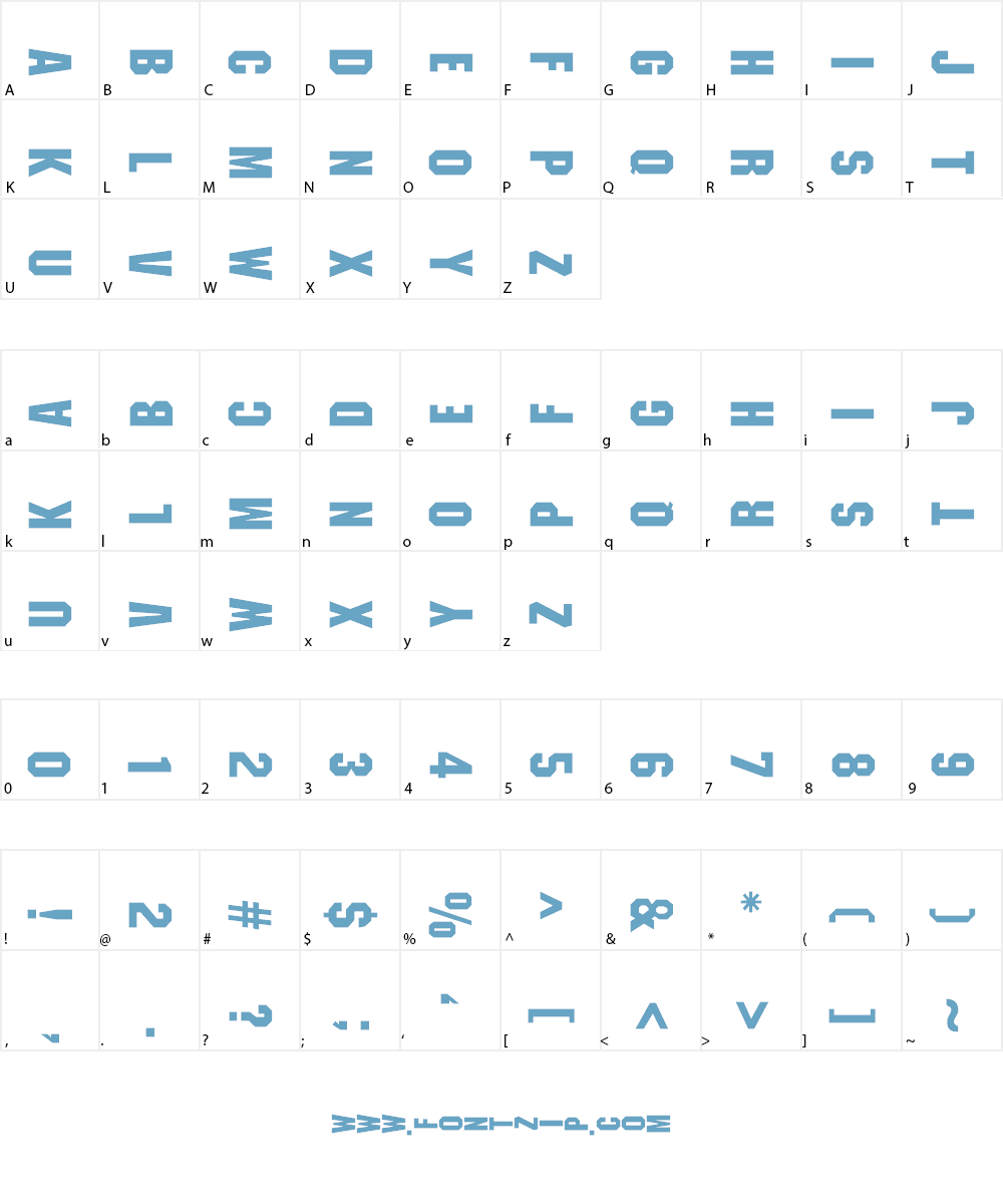 Blocky Sideways Font Character
