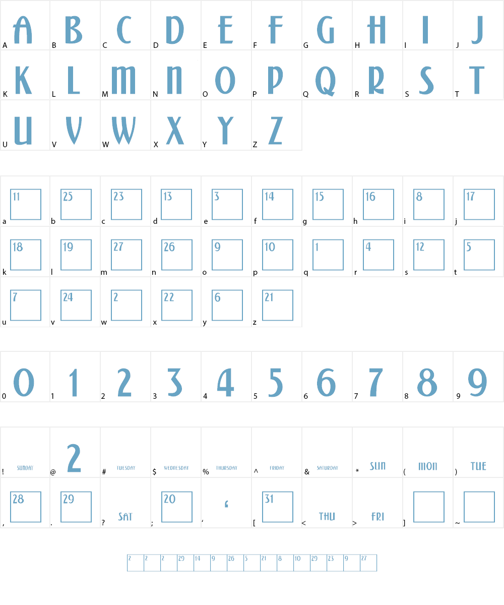 Calendar Font Character