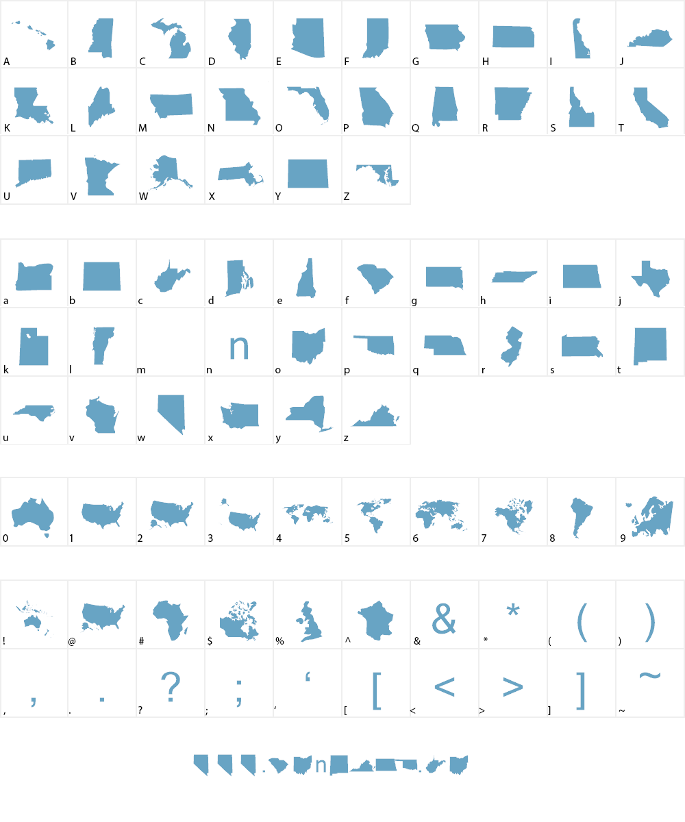 DingMaps Font Character