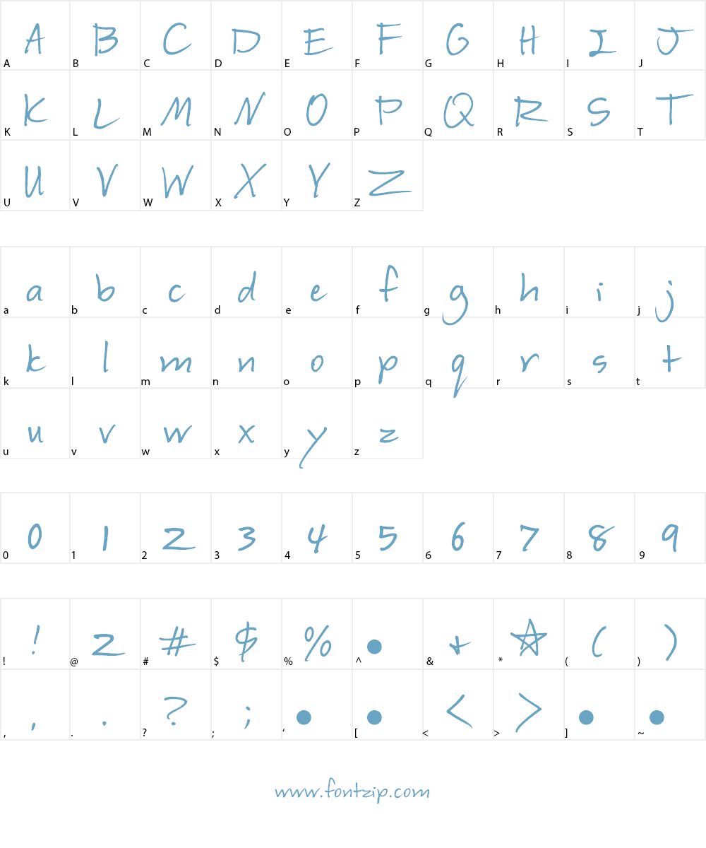 Helena's Hand Font Character