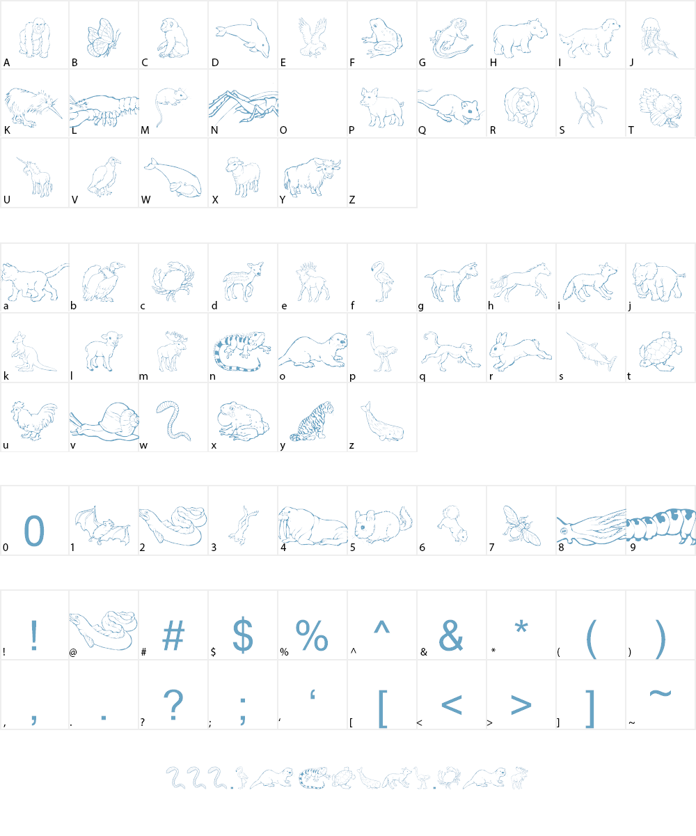 Nina's Animals Font Character