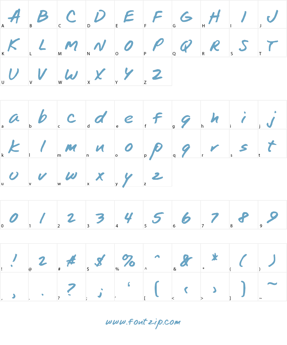 TomsHand Font Character