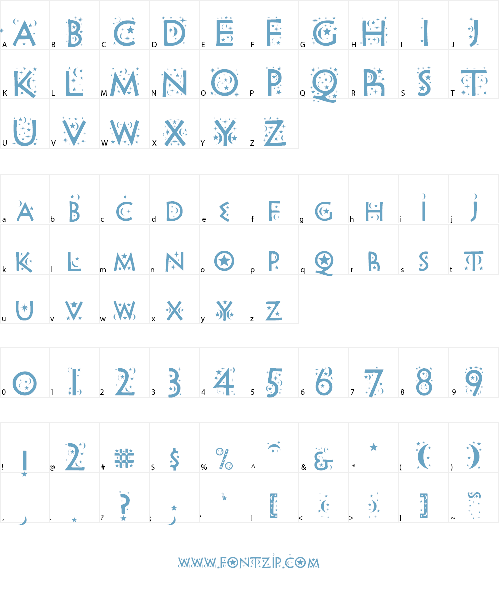 Night Sky Font Character