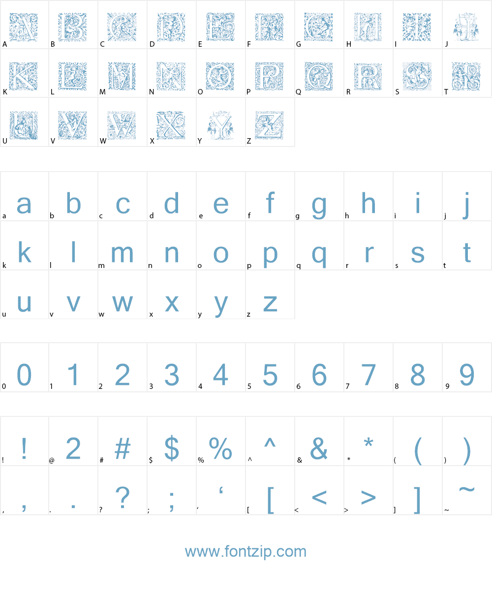 Cherubic Initials Font Character