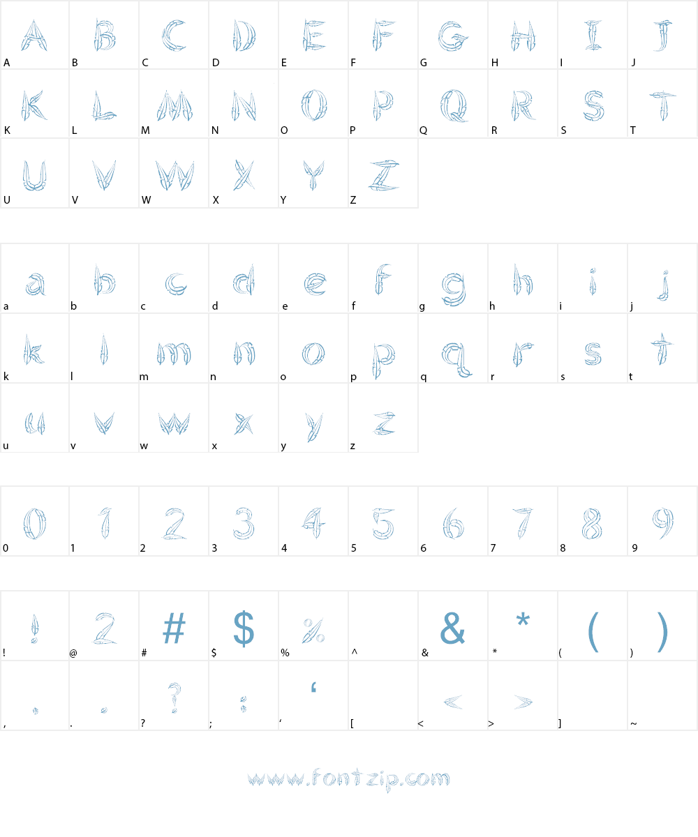 FeatheredFlight Font Character