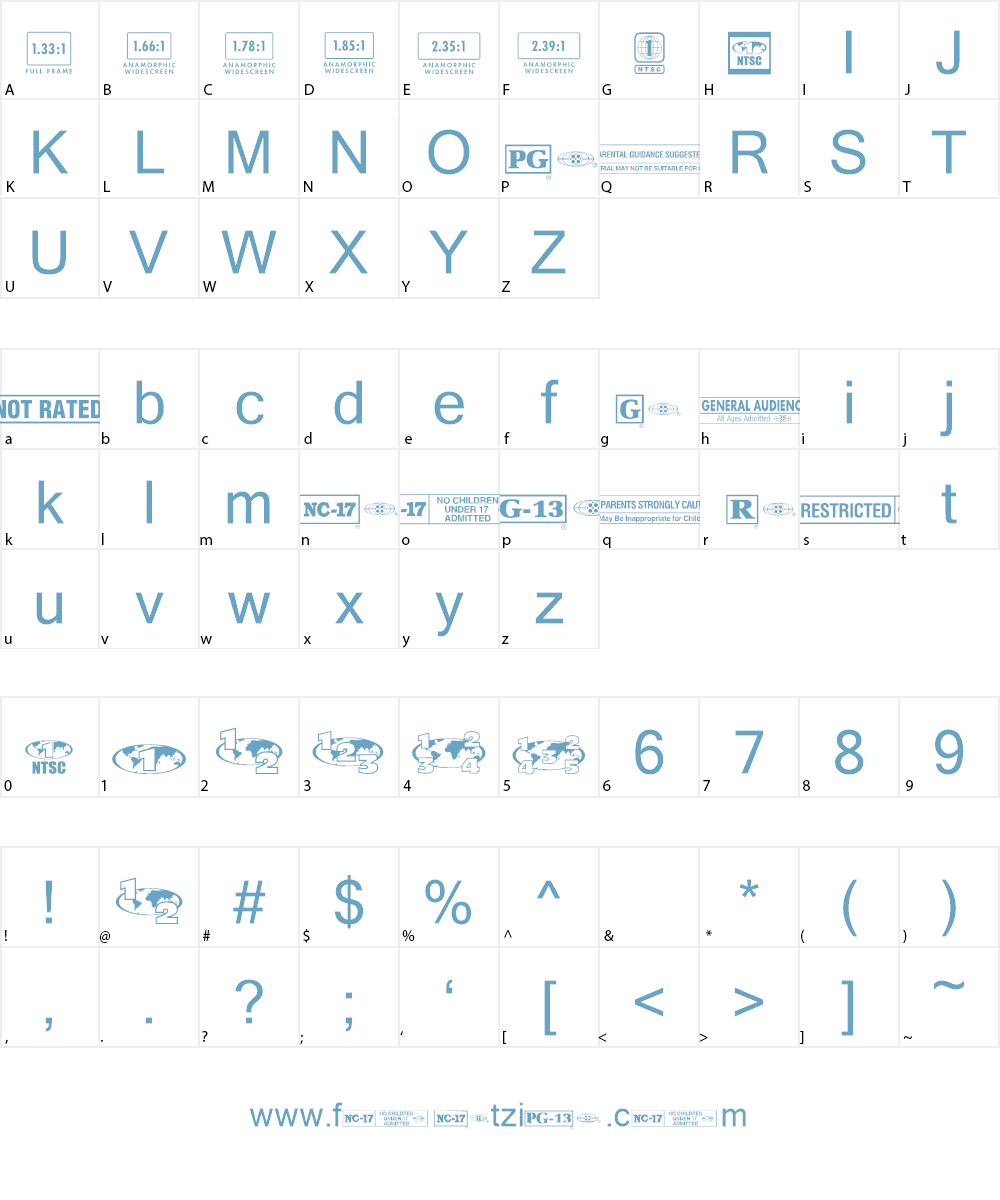 MovieRatingsAndFormats Font Character