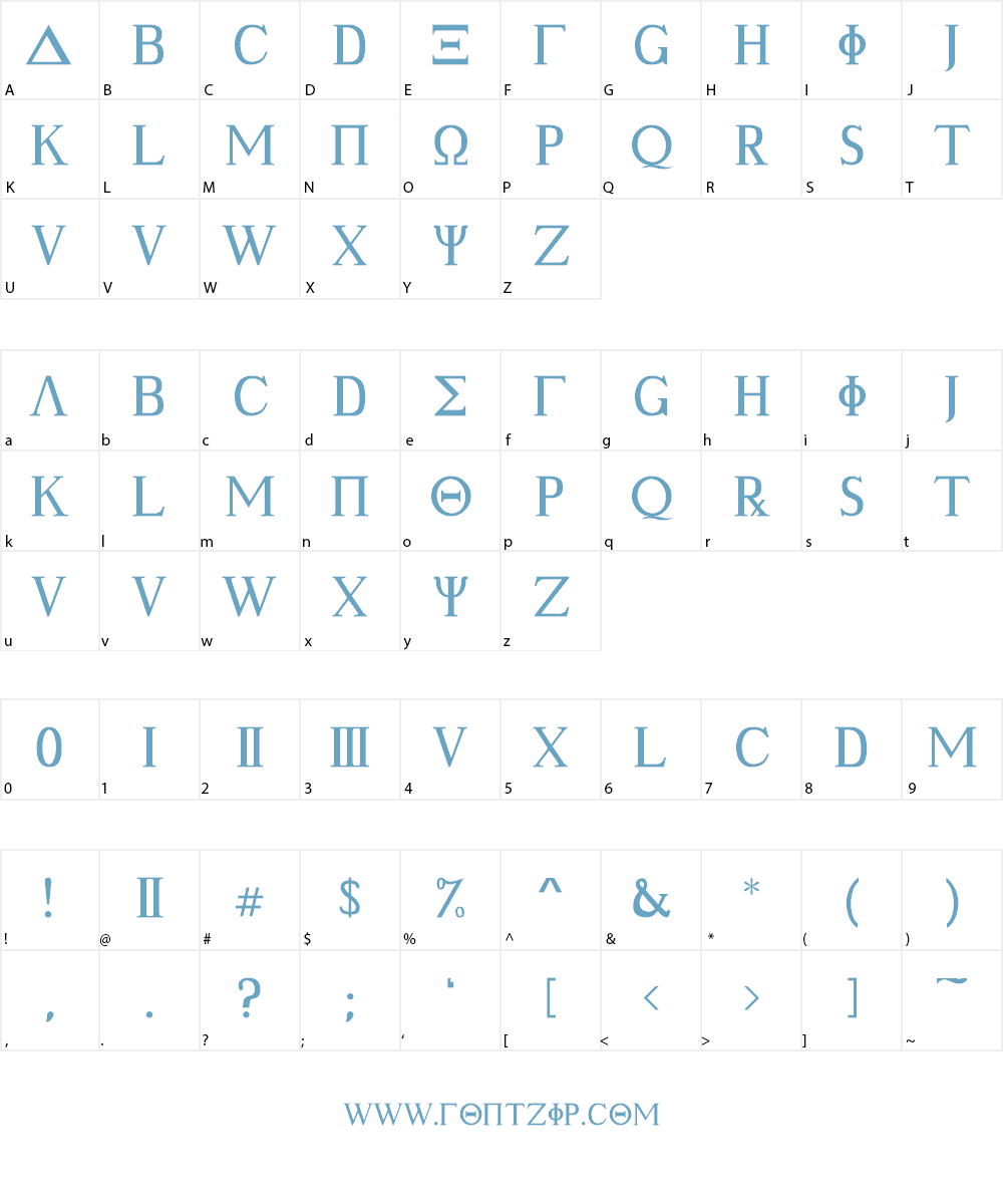 Ancient Geek Font Character