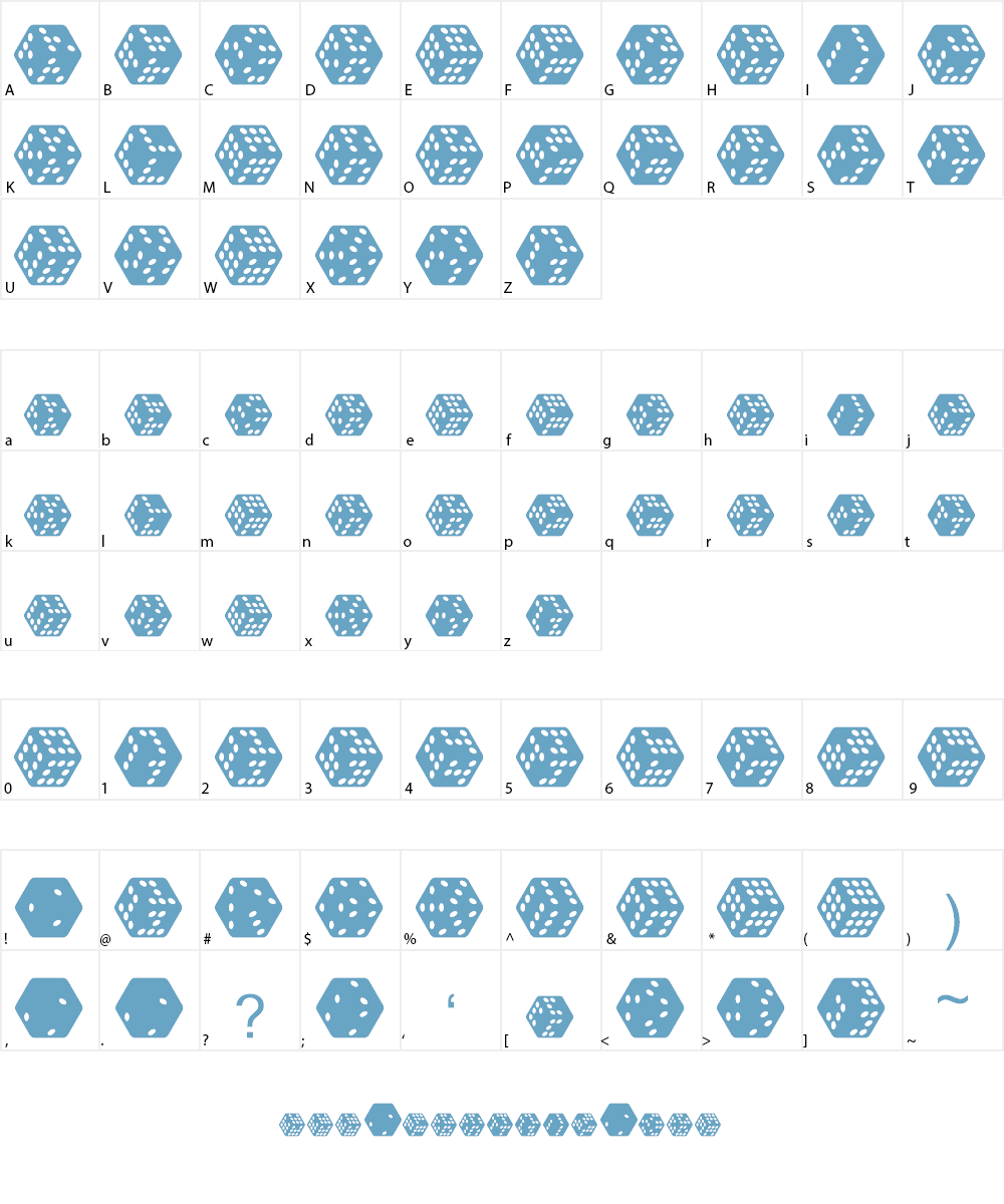Tumblin Dice Font Character