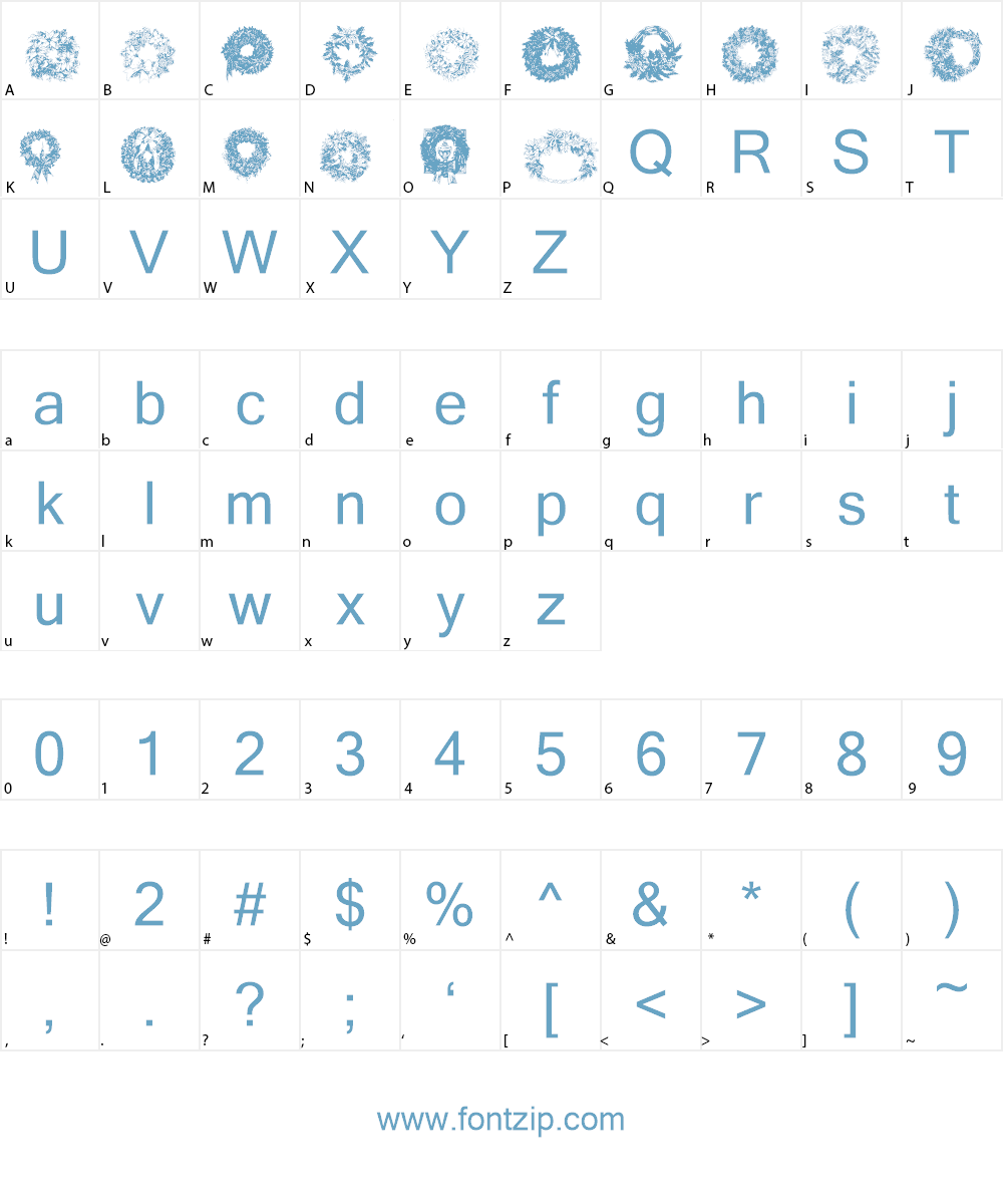 Christmas Wreaths Font Character