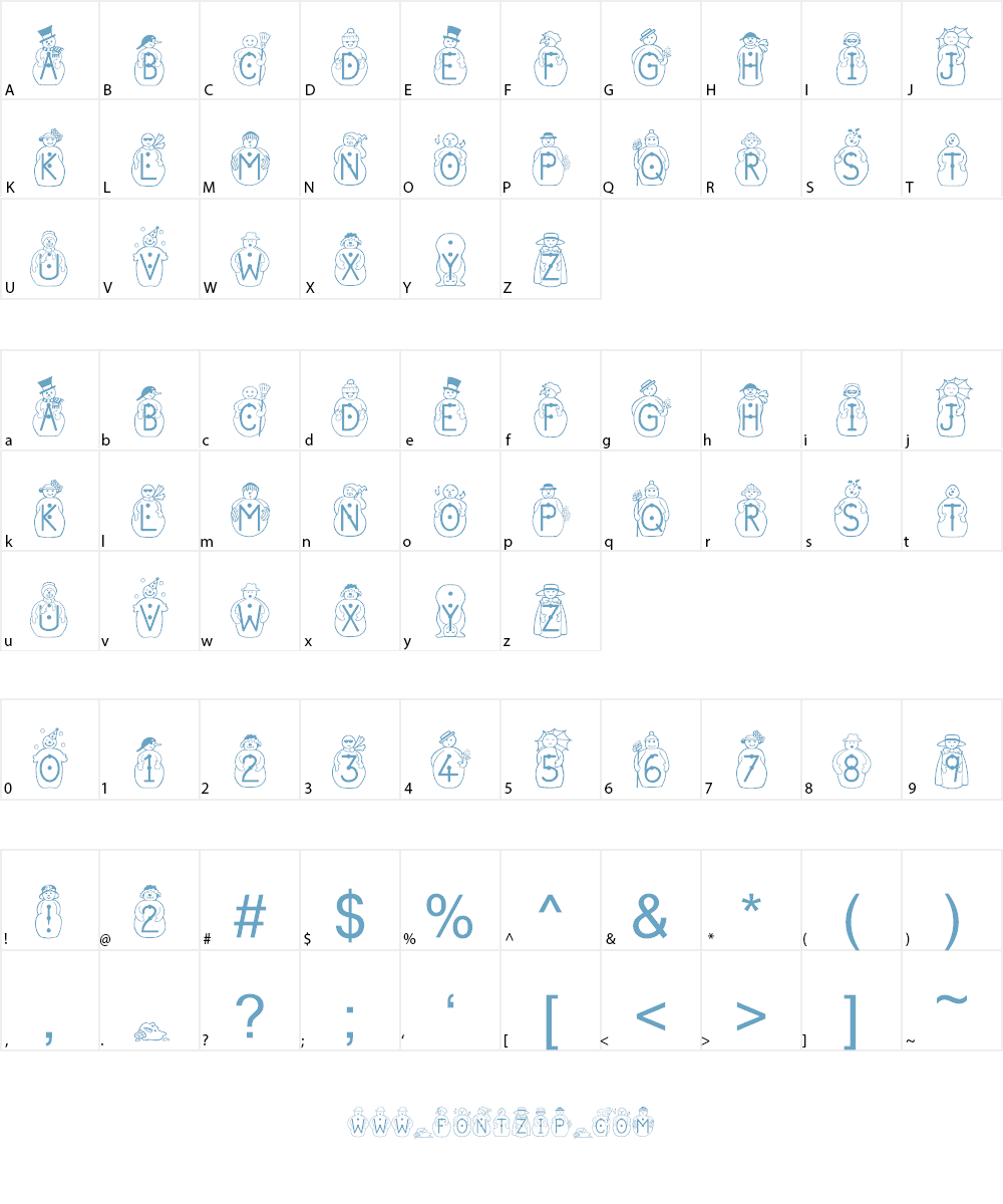 JF Snowbiz Font Character