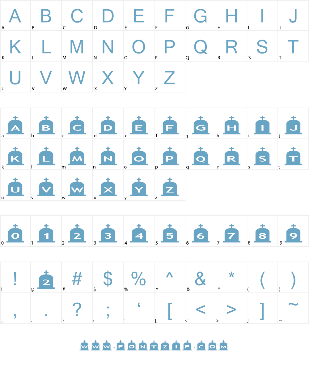 AlphaShapes gravestones 3 Font Character