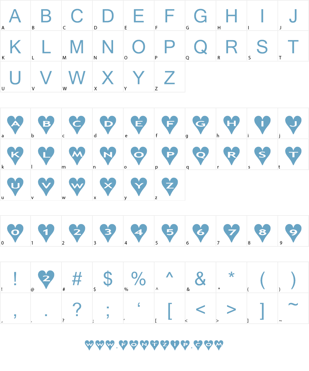 AlphaShapes hearts Font Character