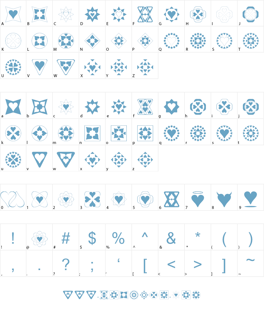 Heart Things Font Character