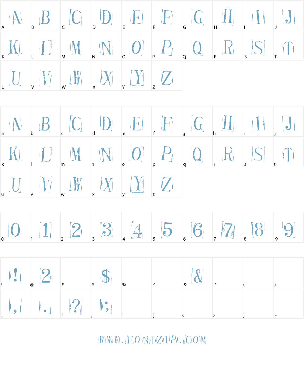 Ticket CapitalsImpressed Font Character