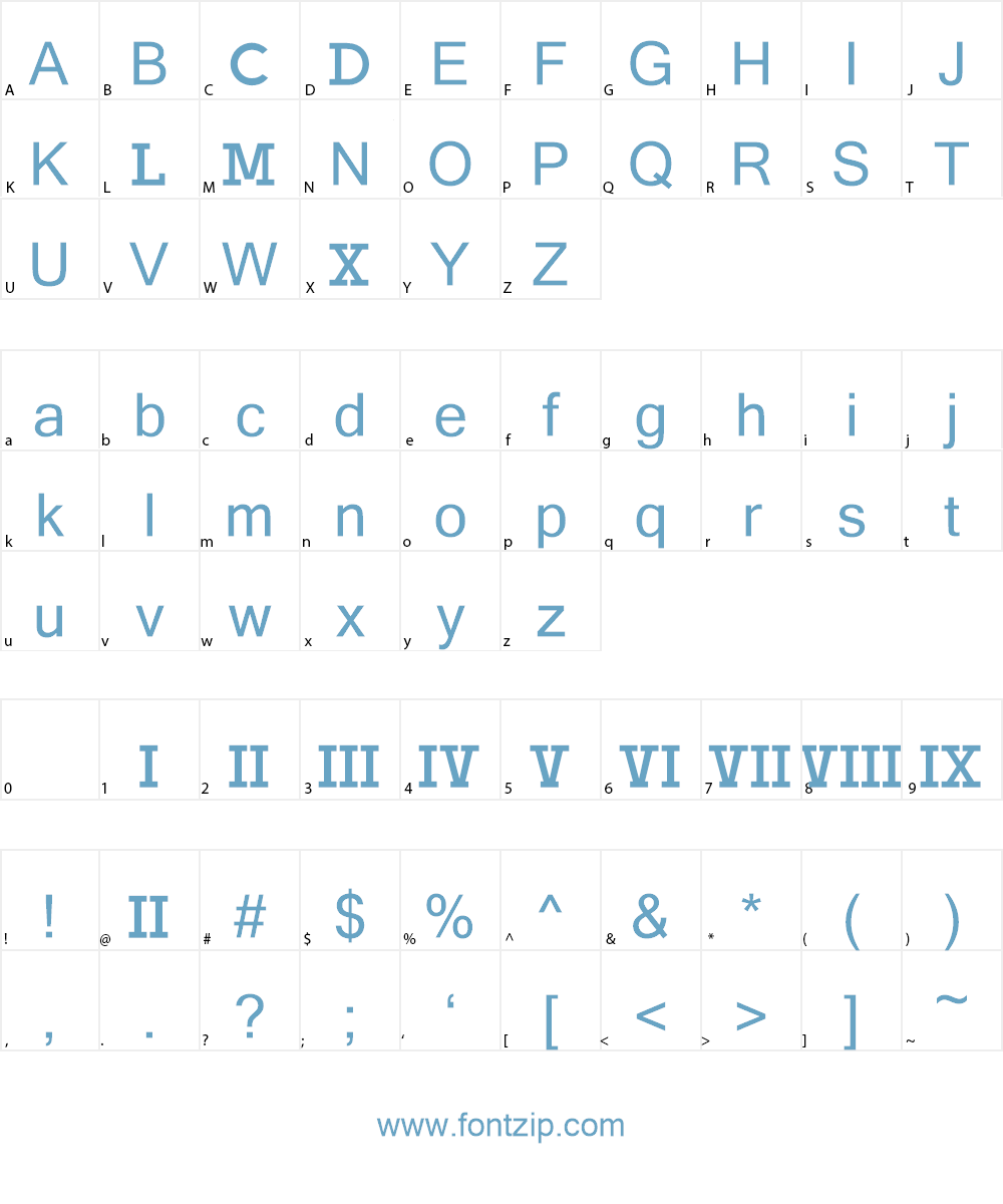 BPlatinNumerals Font Character